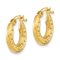 Thumbnail for 14K Polished Hollow Greek Key Hoop Earrings