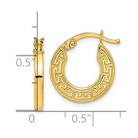 Thumbnail for 14K Polished Hollow Greek Key Hoop Earrings
