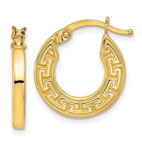 Thumbnail for 14K Polished Hollow Greek Key Hoop Earrings