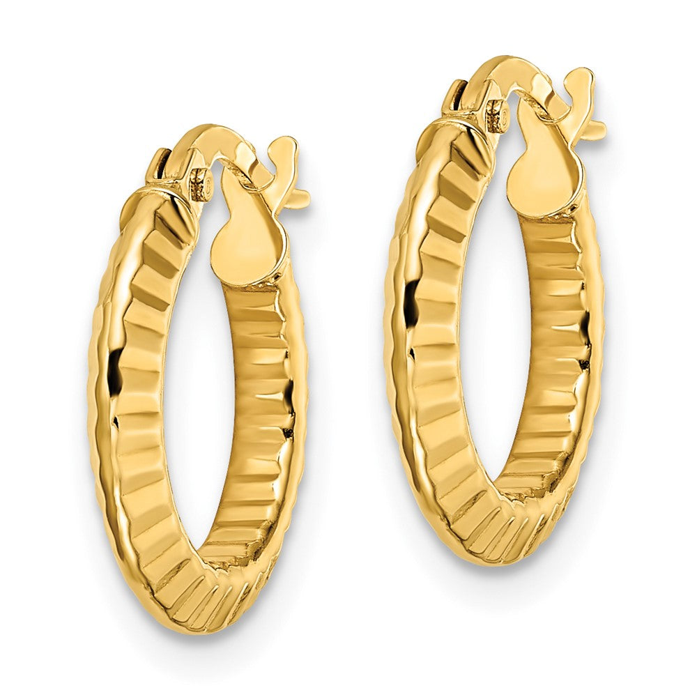 14k Polished and Textured Hoop Earrings