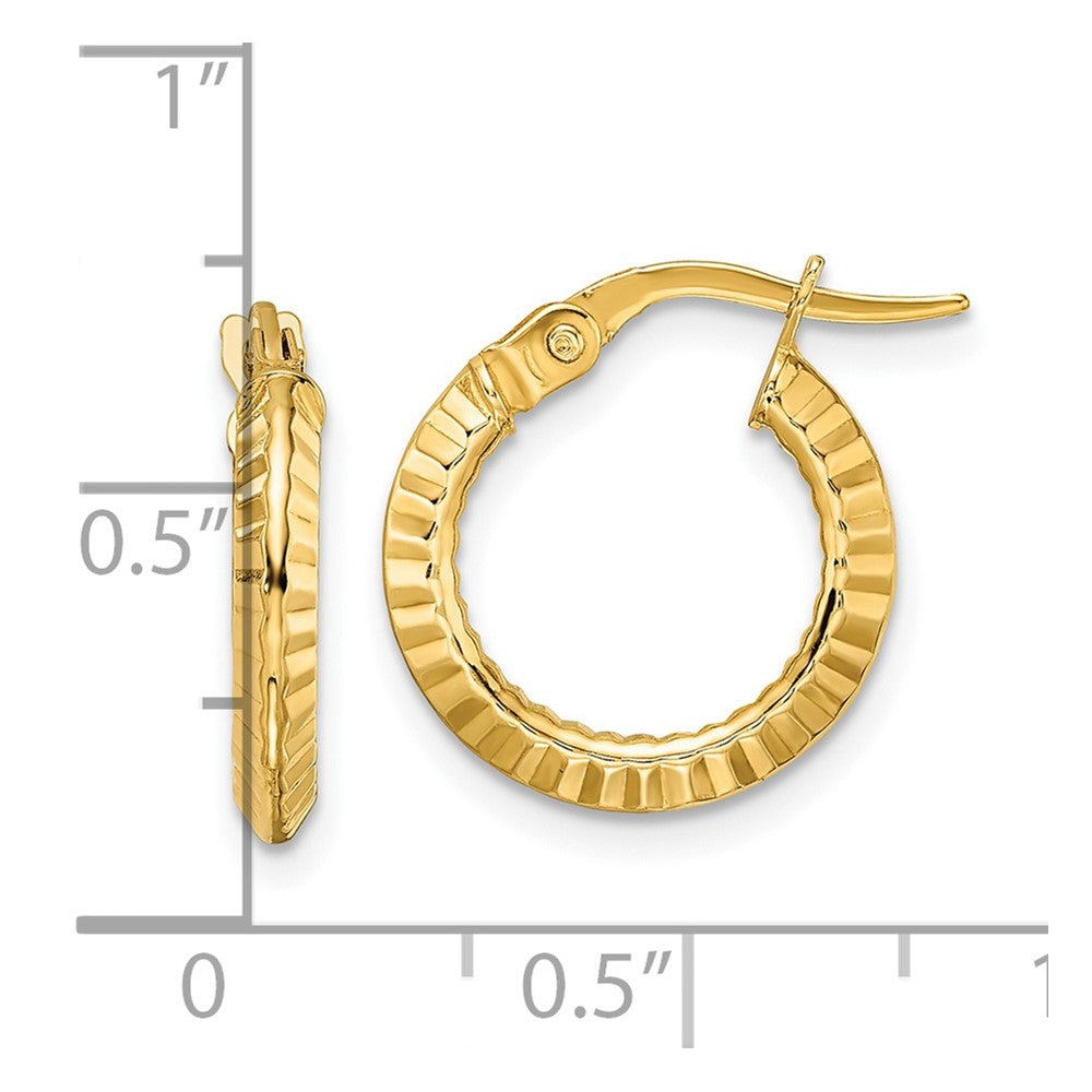 14k Polished and Textured Hoop Earrings