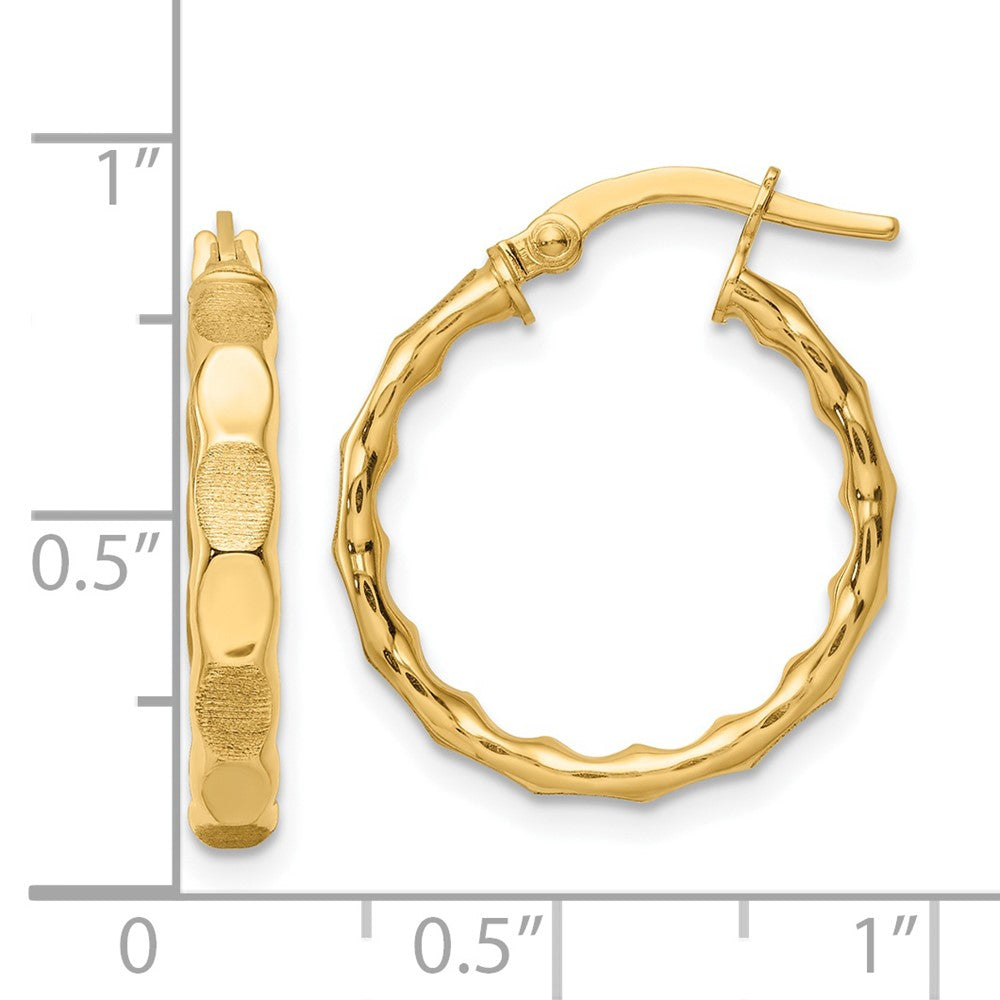 14k Polished and Satin Hoop Earrings