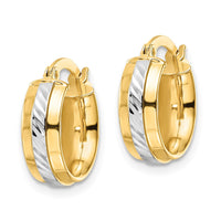 Thumbnail for 14k w/ White Rhodium Diamond-cut Hoop Earrings