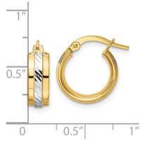 Thumbnail for 14k w/ White Rhodium Diamond-cut Hoop Earrings