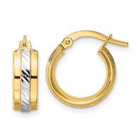 Thumbnail for 14k w/ White Rhodium Diamond-cut Hoop Earrings