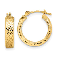 Thumbnail for 14k Polished Diamond-cut Hoop Earrings