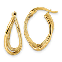 Thumbnail for 14k Polished and Textured Oval Hoop Earrings