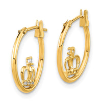 Thumbnail for 14K Polished CZ Crown Hoop Earrings