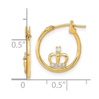 Thumbnail for 14K Polished CZ Crown Hoop Earrings