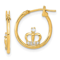 Thumbnail for 14K Polished CZ Crown Hoop Earrings