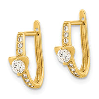 Thumbnail for 14K Polished CZ Heart Hoop Earrings