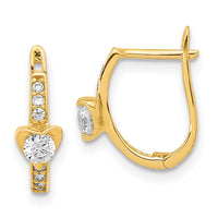 Thumbnail for 14K Polished CZ Heart Hoop Earrings