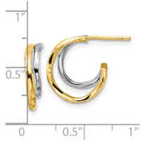 Thumbnail for 14k w/White Rhodium D/C J-Hoop Earrings