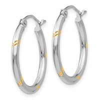 Thumbnail for 14k White Gold and Yellow Rhodium Hoop Earrings