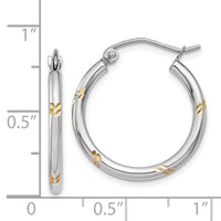 Thumbnail for 14k White Gold and Yellow Rhodium Hoop Earrings