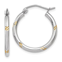 Thumbnail for 14k White Gold and Yellow Rhodium Hoop Earrings