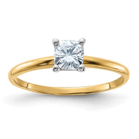 Thumbnail for 14k 1/2ct. D E F Pure Light Cushion Moissanite Solitaire Ring