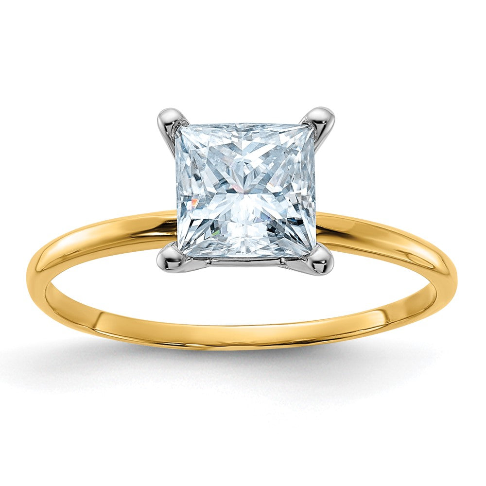 14k 1 1/3ct. D E F Pure Light Princess Moissanite Solitaire Ring