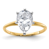 Thumbnail for 14k 2ct. G H I True Light Pear Moissanite Solitaire Ring