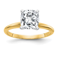 Thumbnail for 14k 2ct. G H I True Light Cushion Moissanite Solitaire Ring