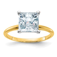 Thumbnail for 14k 2 1/2ct. D E F Pure Light Princess Moissanite Solitaire Ring