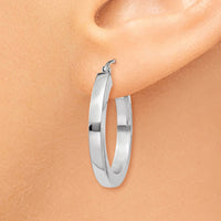 Thumbnail for 14k White Gold 3mm Polished Square Tube Hoop Earrings