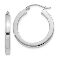 Thumbnail for 14k White Gold 3mm Polished Square Tube Hoop Earrings