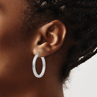 Thumbnail for 14k White Gold 3mm Polished Square Tube Hoop Earrings