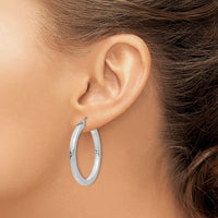 Thumbnail for 14k White Gold 3mm Polished Square Tube Hoop Earrings