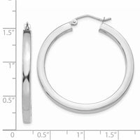 Thumbnail for 14k White Gold 3mm Polished Square Tube Hoop Earrings