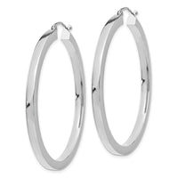 Thumbnail for 14k White Gold 3mm Polished Square Tube Hoop Earrings