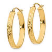 Thumbnail for 14k Satin & Diamond-Cut Oval Hoop Earrings