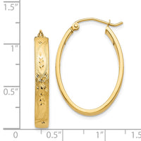 Thumbnail for 14k Satin & Diamond-Cut Oval Hoop Earrings
