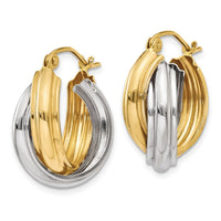 Thumbnail for 14k Two-tone Polished Double Hoop Earrings