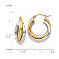 Thumbnail for 14k Two-tone Polished Double Tube Hoop Earrings