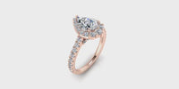 One Carat Pear Shape Halo Diamond Engagement Ring-Angelucci Jewelry