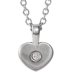14K White .01 CTW Diamond Heart Youth 16" Necklace  Stuller Default Title  