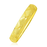 Thumbnail for 10k Yellow Gold Dual-Textured Diamond Pattern Bangle Bangles Angelucci Jewelry   