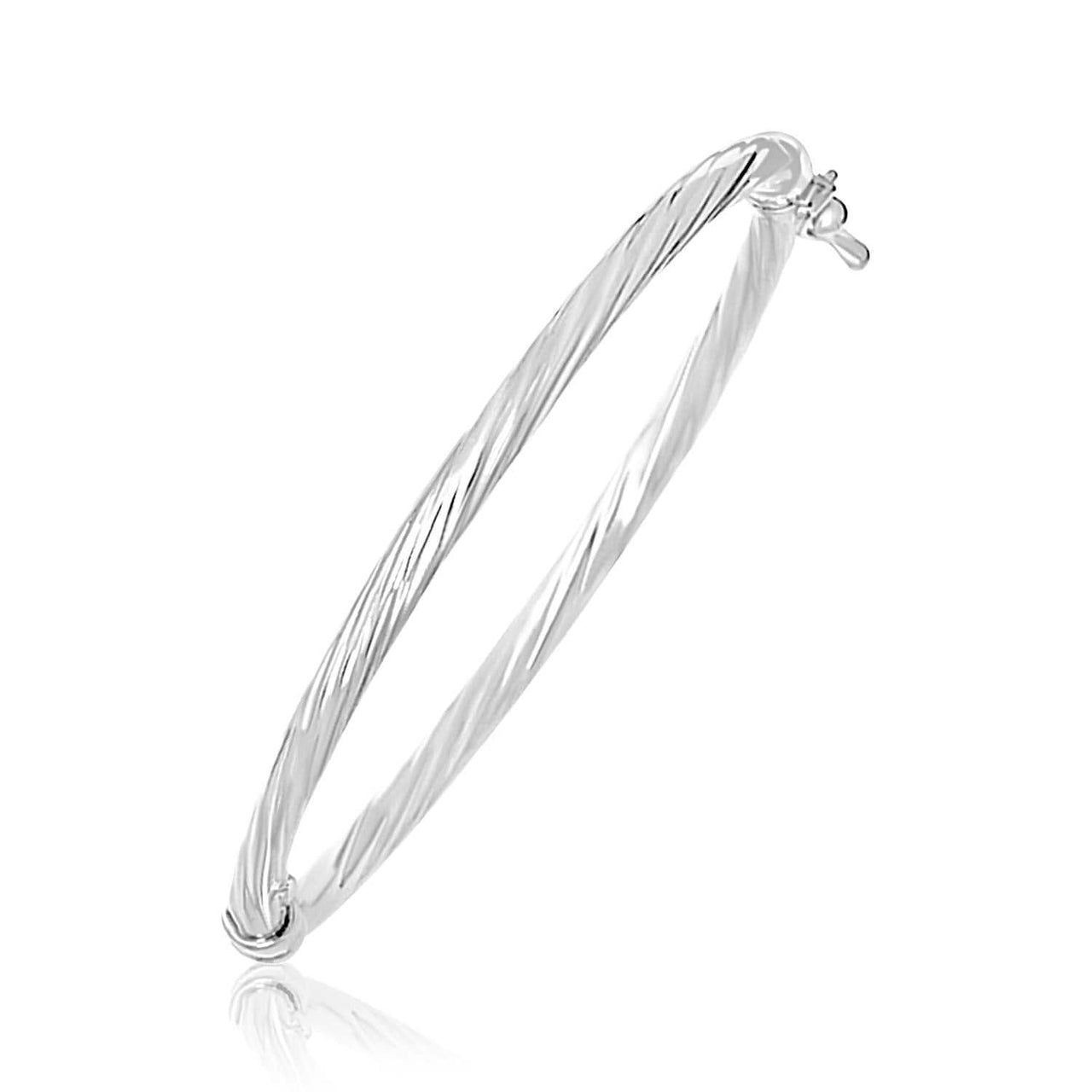 14k White Gold Polished Twist Children's Bangle Bangles Angelucci Jewelry   