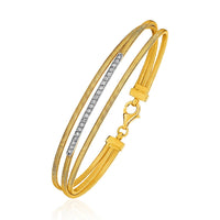 Thumbnail for 14k Three-Part Gold and 1pt Diamond Bangle Bracelet with Clasp (1/5 cttw) Bangles Angelucci Jewelry   