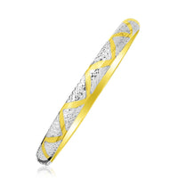 Thumbnail for 10k Two-Tone Gold Textured Zigzag Style Bangle Bangles Angelucci Jewelry   