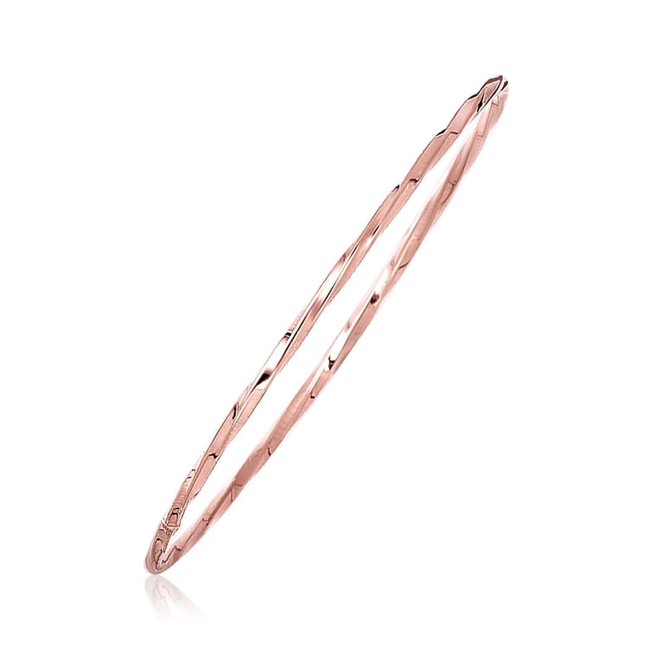 14k Rose Gold Thin Twisted Shiny Bangle Bangles Angelucci Jewelry   