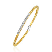Thumbnail for 14k Yellow Gold and Diamond 3mm Flexible Bangle Bracelet Bangles Angelucci Jewelry   