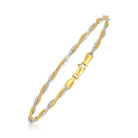 Thumbnail for 14k Two-Tone Gold Braided Style Mirror Spring Bracelet Bracelets Angelucci Jewelry   