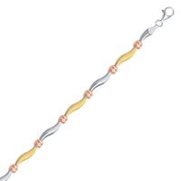 Thumbnail for 14k Yellow and Rose Gold and Sterling Silver Bracelet with Cube Stations Bracelets Angelucci Jewelry   