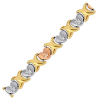 Thumbnail for 14k Yellow and Rose Gold and Sterling Silver Diamond Cut Heart Chain Bracelet Bracelets Angelucci Jewelry   