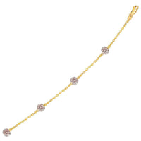 Thumbnail for 14k Yellow Gold Bracelet with Crystal Studded Ball Stations Bracelets Angelucci Jewelry   