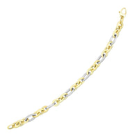 Thumbnail for 14k Two-Tone Gold Long and Short Style Oval Link Bracelet Bracelets Angelucci Jewelry   