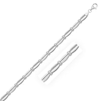 Thumbnail for 14k White Gold Curved Bar Diamond Cut Fancy Bracelet Bracelets Angelucci Jewelry   
