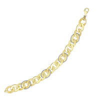Thumbnail for 14k Two-Tone Gold Oval Link with Popcorn Motif Bracelet Bracelets Angelucci Jewelry   